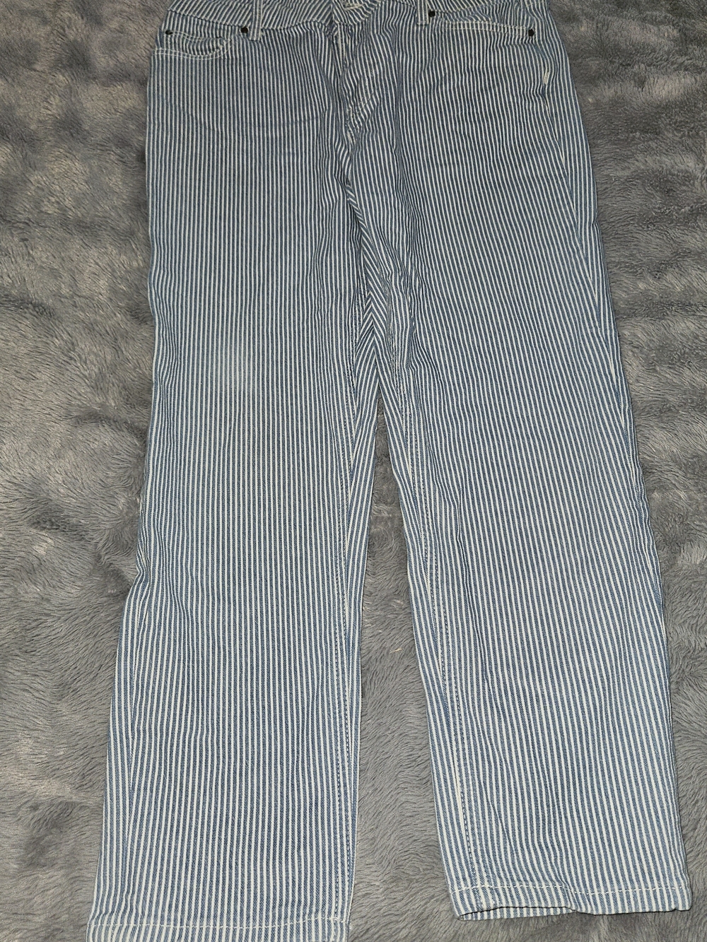 Boden Slim Straight Blue and White Striped Jeans